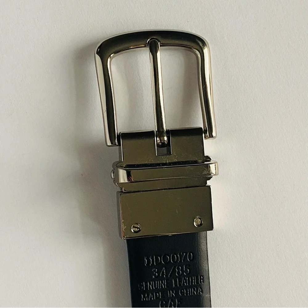 Dockers Reversible Swivel-Buckle Belt brown black chrome buckle leather Sz 34/85